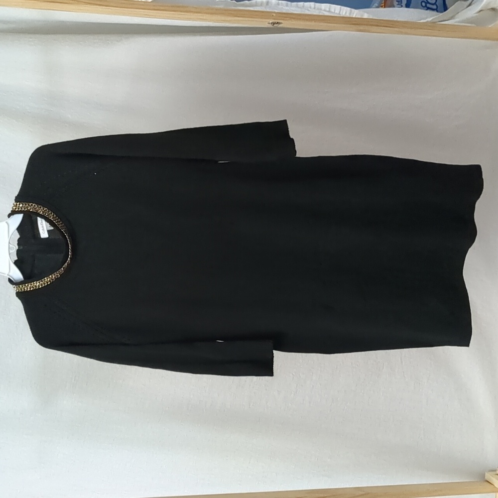 Calvin Klein Black Sweater Dress with Gold Neck Accent size L